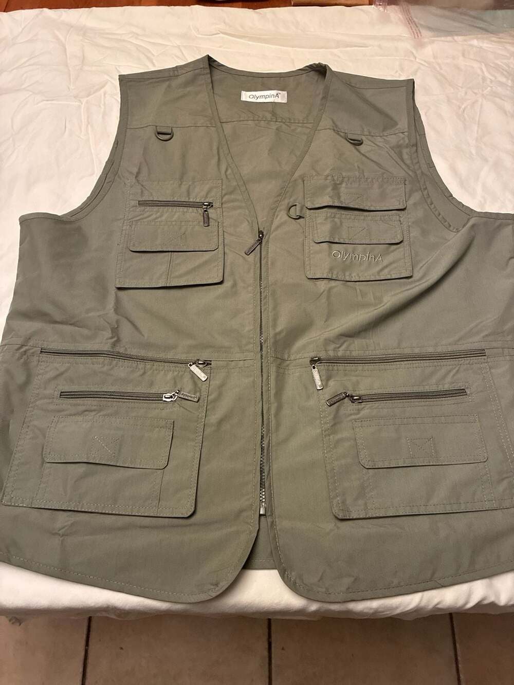 OlympinA Mens Multi-Pocket Utility Safari Fishing Vest Khaki